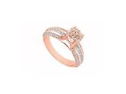 Fine Jewelry Vault UBJ1607AP14DMG Morganite Three Rows of Diamonds in 14K Rose Gold Engagement Ring Jewelry Gift 52 Stones