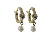 Dlux Jewels Sterling Silver Gold Plated Heart Earrings Hoop with White Pearl