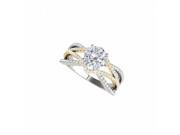 Fine Jewelry Vault UBNR84749TTWY14CZ CZ Two Tone Gold Ring in Criss Cross Shape