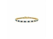 Fine Jewelry Vault UBUBR14YRD131500CZS Created Sapphire CZ Tennis Bracelet With 5 CT TGW on 14K Yellow Gold 25 Stones