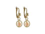 Dlux Jewels Peach 4 mm Ball 10 mm Braided Ring Dangling with Gold Filled Lever Back Earrings Ball 20 mm Long