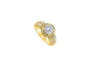Fine Jewelry Vault UBNR83880AGVYCZ CZ Mil grain Engagement Ring in Yellow Gold Vermeil