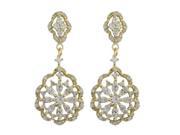 Dlux Jewels Gold Plated Sterling Silver with Cubic Zirconia Floral Design Dangle Post Earrings
