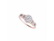 Fine Jewelry Vault UBNR50544EAGVRCZ Round CZ Halo Engagement Ring in 14K Rose Gold Vermeil