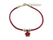 Dlux Jewels Red Enamel Flower on Red Cord Bracelet