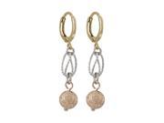 Dlux Jewels Rose Plated 8 mm Etched Ball Dangling Tri Color Brass Huggie Earrings 1.65 in.