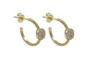 Dlux Jewels Gold Plated Sterling Silver Huggy Hoop Post Earrings with Cubic Zirconia Circle