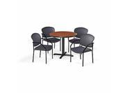 OFM PKG BRK 155 0007 Breakroom Package Featuring 42 in. Round X Base Multi Purpose Table with Four 404 Fabric Guest Chairs