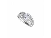 Fine Jewelry Vault UBNR50846EW14D Natural Diamond Split Shank Halo Ring in 14K White Gold