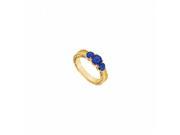 Fine Jewelry Vault UBUJ6464Y14S Created Sapphire Three Stone Ring 14K Yellow Gold 0.33 CT TGW