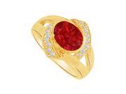 Fine Jewelry Vault UBUNR82557Y149X7CZR Cool Ruby CZ Split Shank Ring in 14K Yellow Gold 16 Stones
