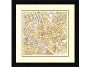 Tangletown Fine Art w17665 Gilded Rome Map by Laura Marshall Wall Art Gold Silver 25 x 25 in.