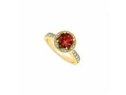 Fine Jewelry Vault UBNR84409Y14CZGR Garnet CZ Designer Engagement Ring 14K Yellow Gold 12 Stones