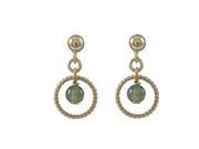 Dlux Jewels Green Chalcedony 4 mm Semi Precious Ball 10 mm Braided Ring with Gold Filled Ball Post Earrings 0.75 in.