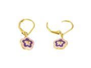 Dlux Jewels Pink Purple Enamel Flower Butterfly with Gold Plated Brass Lever Back Earrings 26 mm