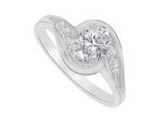 Fine Jewelry Vault UBNR81593W147X5CZ CZ Swirl Engagement Ring in 14K White Gold