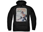 Trevco Popeye Hard Work Adult Pull Over Hoodie Black Small
