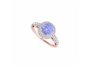 Fine Jewelry Vault UBUNR84677P14CZTZ CZ Tanzanite 14K Rose Gold Halo Engagement Ring 8 Stones