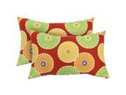 Greendale Home Fashion OC5811S2 FLOWER RED Rectangle Outdoor Accent Pillows Set of Two Flowers on Red