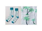 Giftcraft 410457 Mens Crew Sock Palm Trees Design Light Blue Teal Toe Pack of 3