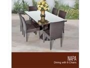TKC Napa Rectangular Outdoor Patio Dining Table with 6 Armless Chairs Espresso