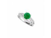 Fine Jewelry Vault UBUNR50862EW14CZE Emerald CZ Criss Cross Design Ring in 14K White Gold 56 Stones