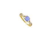 Fine Jewelry Vault UBNR50547Y14DTZ Diamond Tanzanite Criss Cross Shank Engagement Ring in 14K Yellow Gold 46 Stones
