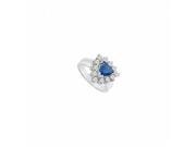 Fine Jewelry Vault UBUK1034AGCZS Created Sapphire CZ Ring 925 Sterling Silver 2 CT 12 Stones