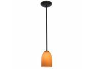 Accesslighting 28018 3R ORB WRED Bordeaux A 19 LED Rod Wicker Red Glass Pendant Oil Rubbed Bronze