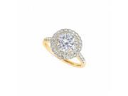 Fine Jewelry Vault UBNR50844EY14D Diamond Halo Design Engagement Ring in 14K Yellow Gold