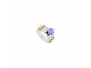 Fine Jewelry Vault UBJ2194TT14DTZ Princess Cut Diamond Natural Tanzanite Engagement Ring in 14K Two Tone Gold 1.10 CT TGW 12 Stones