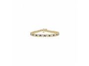 Fine Jewelry Vault UBUBRAGVYRD155500CZS Created Sapphire CZ Tennis Bracelet With 5 CT TGW on Yellow Gold Vermeil 25 Stones