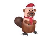 Gemmy 88740 Holiday Beaver With Santa Hat and Scarf 3.5 ft.