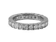 Dlux Jewels Rhodium Plated Sterling Silver 2.5 mm Cubic Zirconia Eternity Ring Size 7