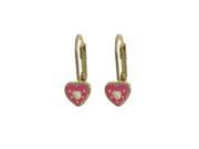 Dlux Jewels Hot Pink Enamel Heart 0.63 in. Gold Tone Brass Wire Earrings