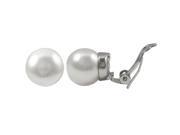 Dlux Jewels White 12 mm Shell Pearl Rhodium Plated Stud Clip on Earrings