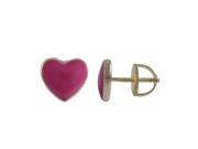 Dlux Jewels Hot Pink Enamel 7 x 8 mm Heart Stud with Gold Plated Sterling Silver Post Screen Back Earrings