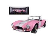 Shelby Collectibles SC114 1965 Shelby Cobra 427 S C Pink with Printed Carroll Shelby Signature On The Trunk 1 18 Diecast Car Model