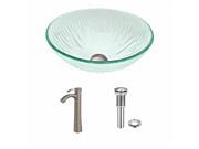 VIGO Icicles Glass Vessel Sink and Otis Faucet Set in Brushed Nickel