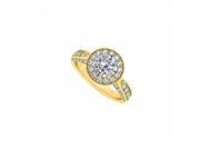 Fine Jewelry Vault UBNR83315Y14CZ Halo Engagement Ring With CZ in 14K Yellow Gold