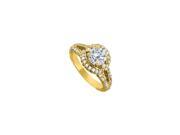 Fine Jewelry Vault UBNR83658AGVYCZ CZ Split Shank Engagement Ring Yellow Gold Vermeil