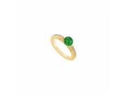 Fine Jewelry Vault UBUJS1816AAGVYCZE Created Emerald CZ Ring Yellow Gold Vermeil 1.25 CT TGW 14 Stones