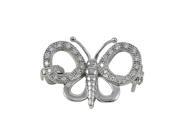 Dlux Jewels Rhodium Plated Sterling Silver Butterfly Pin with White Cubic Zirconia