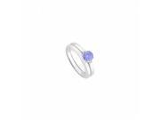 Fine Jewelry Vault UBUJS1992ABW14TZ Created Tanzanite Solitaire Wedding Engagement Ring Set in 14K White Gold 0.50 CT