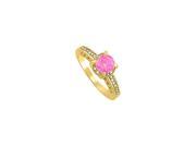 Fine Jewelry Vault UBUNR50376AGVYCZPS Pink Sapphire CZ Ring in 18K Yellow Gold Vermeil 22 Stones