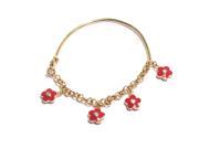 Dlux Jewels Red Enamel Flowers Gold Tone Brass Bangle Bracelet