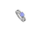 Fine Jewelry Vault UBUNR50497W14CZTZ Newest Tanzanite Split Shank Engagement Ring With CZ 14K White Gold 28 Stones