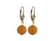 Dlux Jewels Honey Semi Precious 10 mm Round Flat Stone Gold Filled Lever Back Earrings 1.18 in.