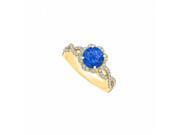 Fine Jewelry Vault UBUNR50870Y14CZS Infinity Halo Engagement Ring With September Sapphire CZ April Birthstone in 14K Yellow Gold 4 Stones