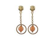 Dlux Jewels Coral 4 mm Ball with 8 mm Braided Ring Dangling Gold Filled Post Earrings